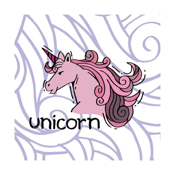 Desain Pola Doodle Unicorn - Stok Vektor