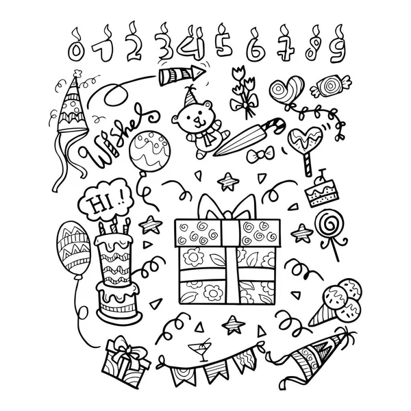 Doodle Születésnapi Beállítása — Stock Vector