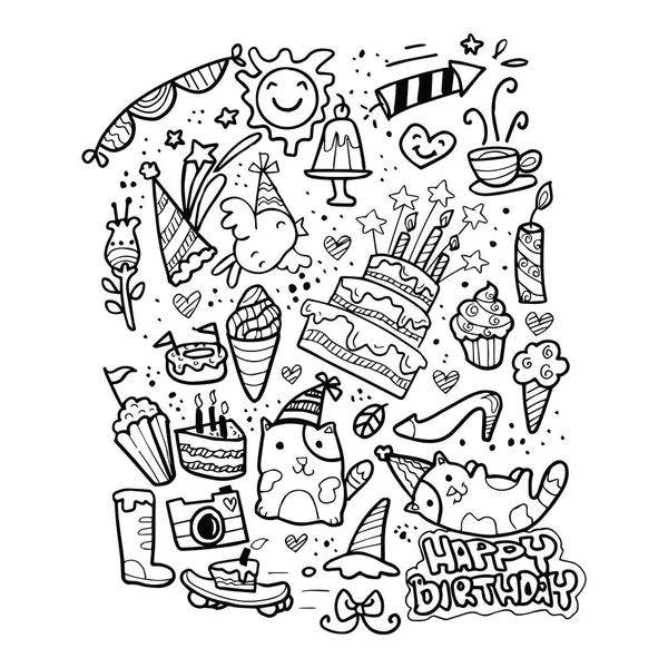 Doodle Geburtstagsparty — Stockvektor