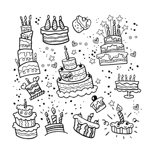 Conjunto Aniversários Doodle Partido — Vetor de Stock