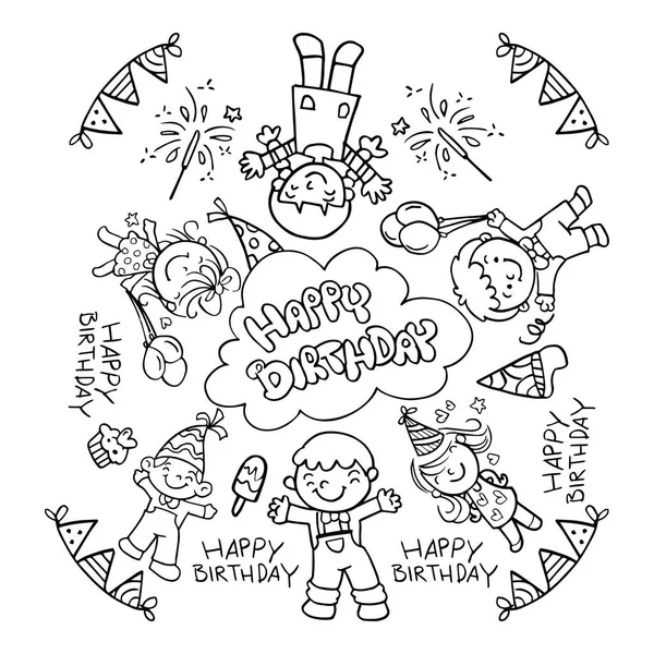 Uppsättning Födelsedagar Part Doodle Vektorgrafik