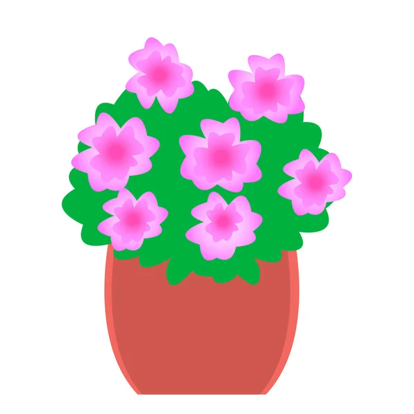 Maceta de flores rosadas para la decoración — Vector de stock