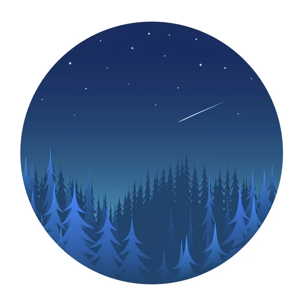 Forêt nocturne avec étoiles . — Image vectorielle