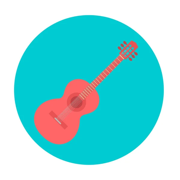 Red guitar on a round blue background — Stock Vector