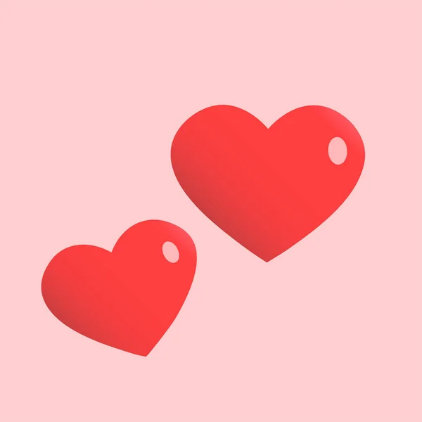 Twee romantische harten op een roze achtergrond. — Stockvector