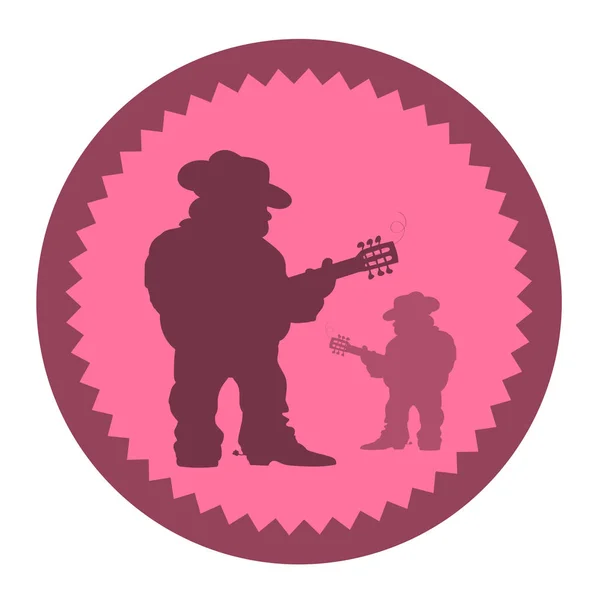 Icono musical con una silueta de guitarristas — Vector de stock