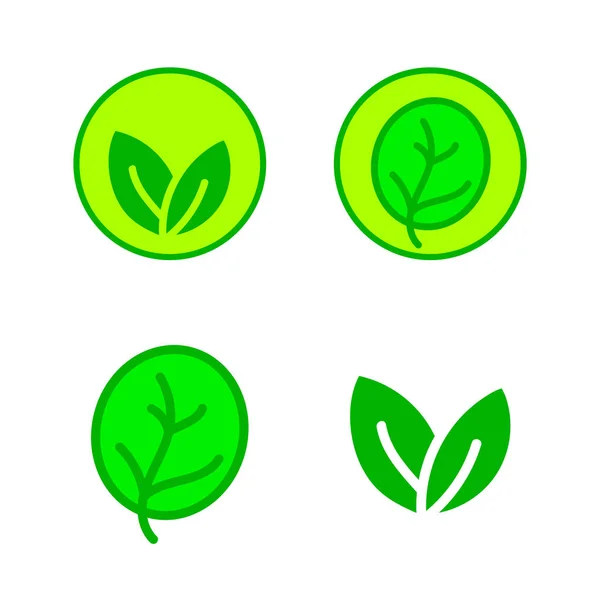 Conjunto de iconos con hojas verdes de plantas . — Vector de stock