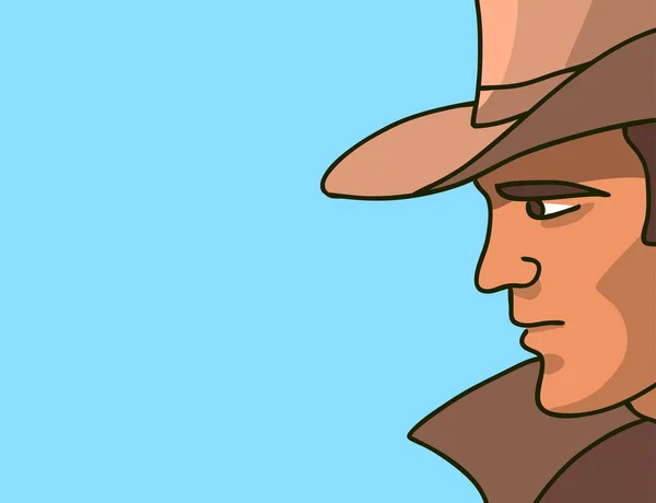 Şapkalı bir kovboyun yüzü.. — Stok Vektör