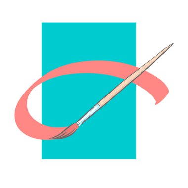 Sanat fırçası dalgalı kırmızı bir çizgi çizer.