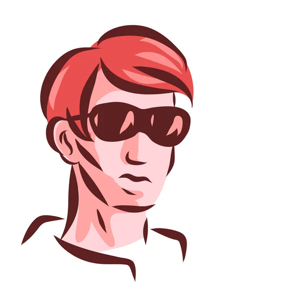 Egy modern férfi arca napszemüvegben. — Stock Vector