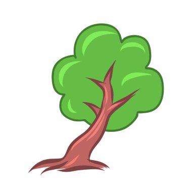 Beyaz zemin üzerinde yeşil güçlü ağaç.