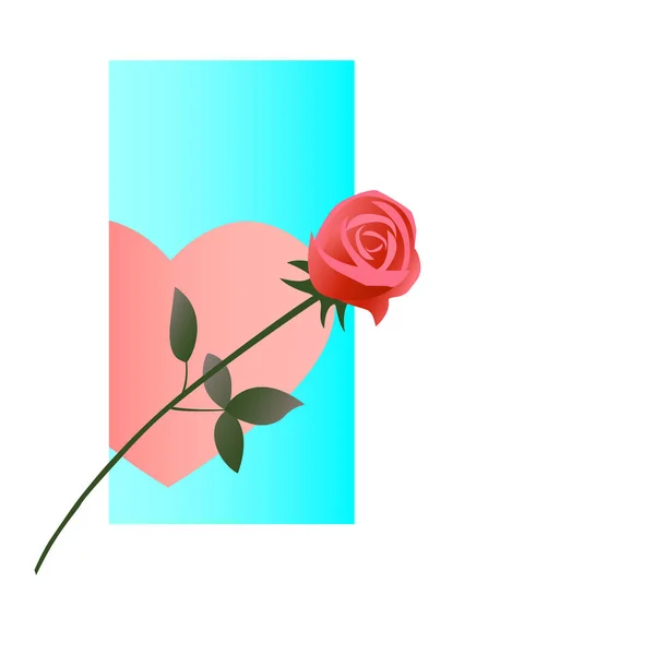 Rose mit Herz und blauem Hintergrund. — Stockvektor