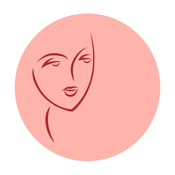 美しい女性の顔の線形イラスト. — ストックベクタ