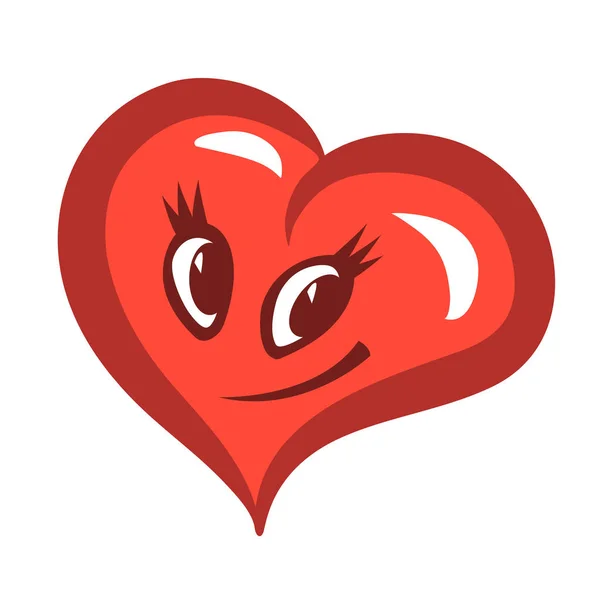 Cartoon romantic heart with eyes and a smile. — Stock Vector