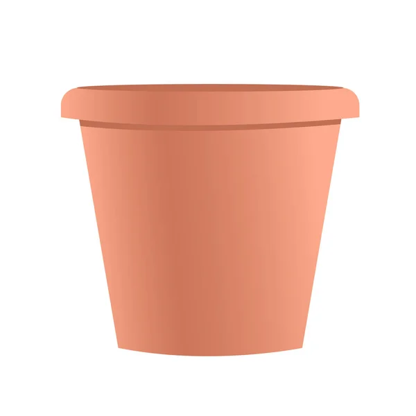A brown flower pot stands empty on white background. — Stock Vector