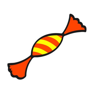 Kırmızı çizgili şeker ambalajlı küçük şeker..