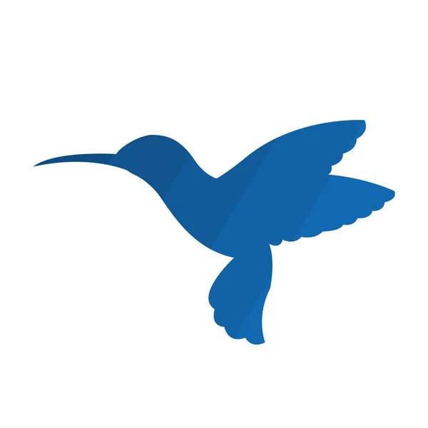 Blue silhouette of a flying caliber bird on a white background. — 스톡 벡터