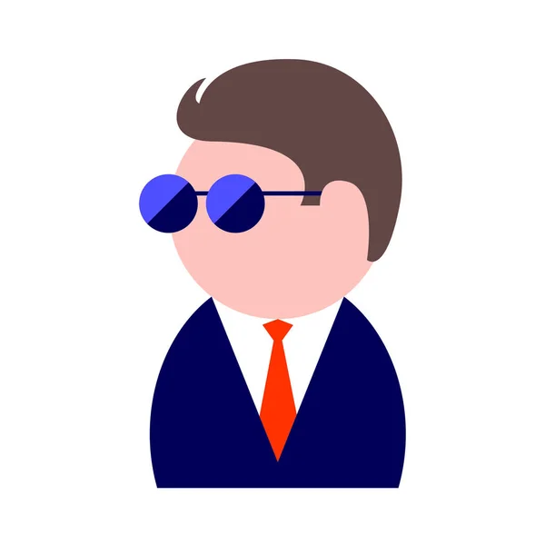 Σχέδιο ενός σύγχρονου επιχειρηματία με γυαλιά, κοστούμι και γραβάτα — Διανυσματικό Αρχείο