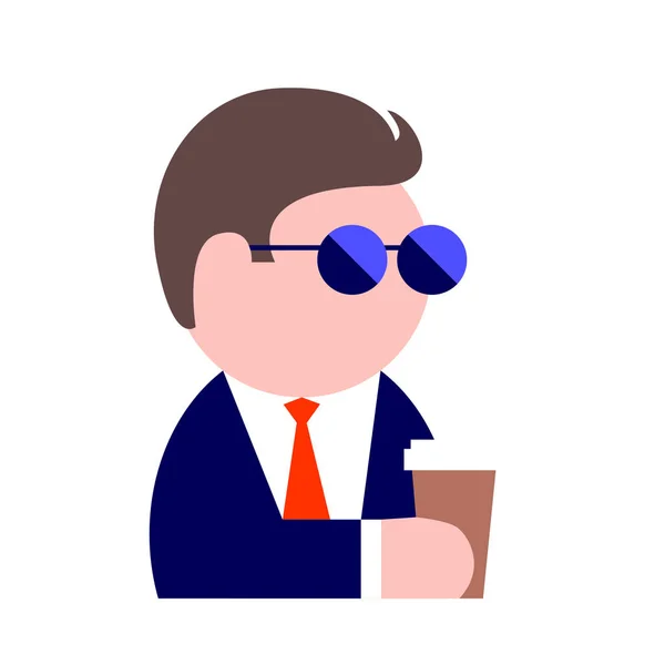 Drawing of a business man wearing sunglasses, a tie and with a c — Stock Vector