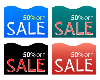 Yüzde ellinin satışıyla ilgili dört etiket..