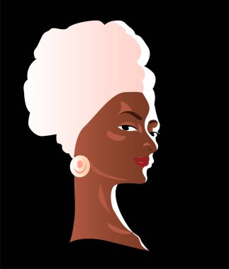 Siyah bir zemin üzerine boyanmış Sarıklı güzel bir Afrikalı kız.