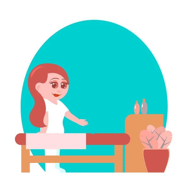 Trevlig flicka massage terapeut i salongen. — Stock vektor