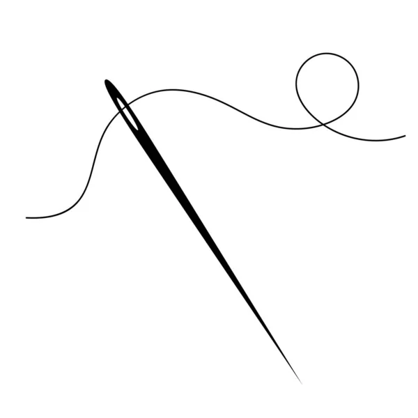 Silhouette d'une aiguille à coudre avec fil . — Image vectorielle