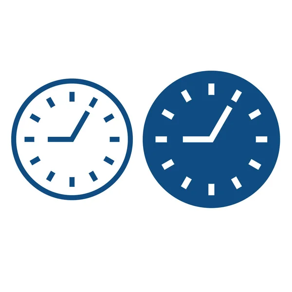 Uhrzeit Mit Zifferblatt Option Kreis Und Ohne Vektorblaue Symbole — Stockvektor