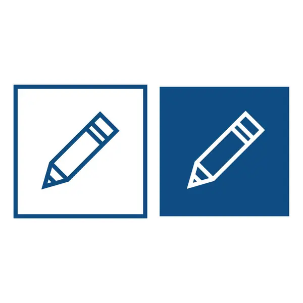 简单的等高线铅笔这个符号位于一个正方形的框架内 矢量蓝色图标 — 图库矢量图片