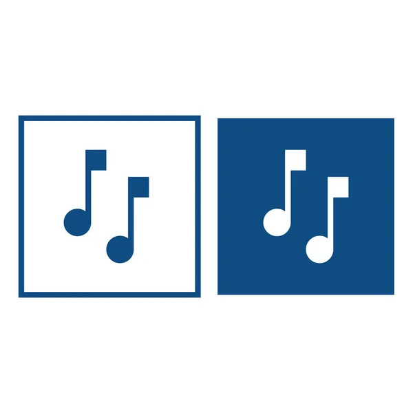 Müzik Notaları Sembol Kare Çerçevede Yer Alıyor Vektör Mavi Simgeleri — Stok Vektör