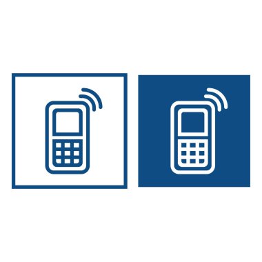 Telefon numarası. Sembol kare çerçevede yer alıyor. Vektör mavi simgeleri.