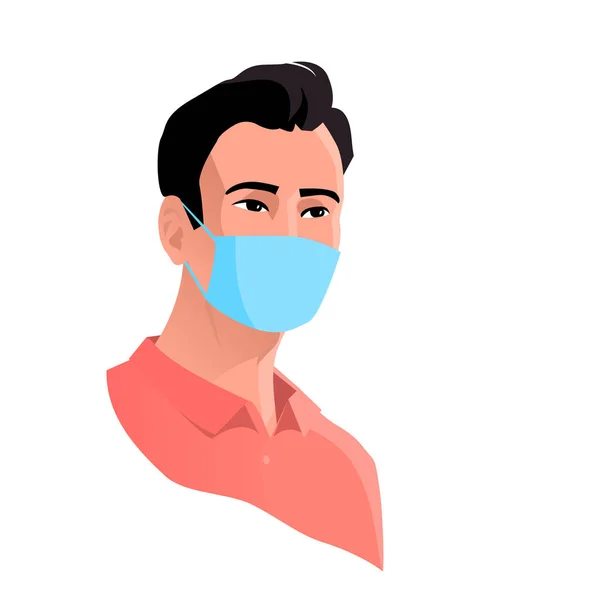 Koruyucu maskeli bir Çinli ya da başka bir uyruklu. Coronavirus salgını ya da diğer salgınlar. Vektör izole illüstrasyonu.