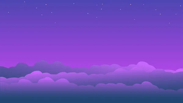 Fondo Del Cielo Estrellado Nocturno Sobre Las Nubes Tonos Violetas — Vector de stock