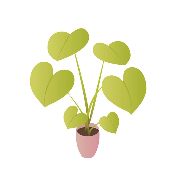 Rysunek Rośliny Doniczce Zielone Liście Ilustracja Izolowana Wektora Stylu Izometrycznym — Wektor stockowy