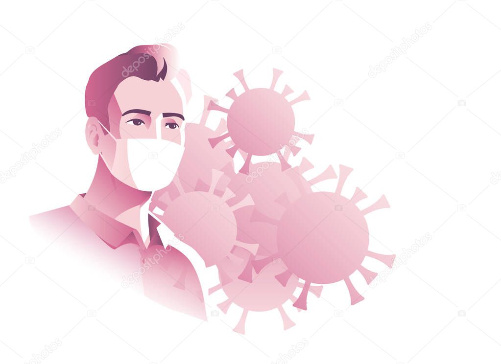 Man in protective masks against coronavirus.
