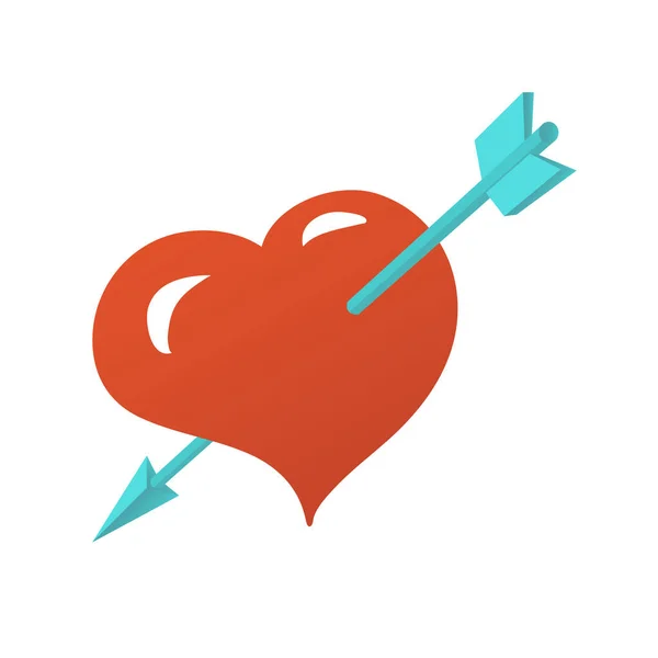 Символическое Сердце Стрелой Любви Падающей Векторная Изолированная Иллюстрация Стиле Мультфильма — стоковый вектор