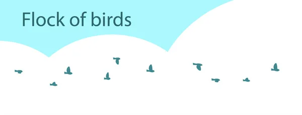 Hejno Malých Ptáků Proti Obloze — Stockový vektor