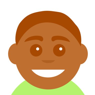 Gülümseyen genç bir adamın yüzü. Afrikalı Amerikalı. Düz kare avatar. Vektör illüstrasyonu.