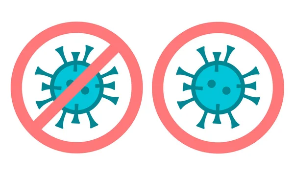 Запрещенные Предупреждающие Красные Знаки Коронавирусом Векторная Изолированная Иллюстрация Пандемии Карантина — стоковый вектор