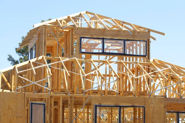 New House Frame Construction Stock Image