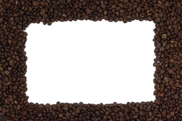 Uma Armação Feita Grãos Café Torrados Escuros Adicione Seu Texto — Fotografia de Stock