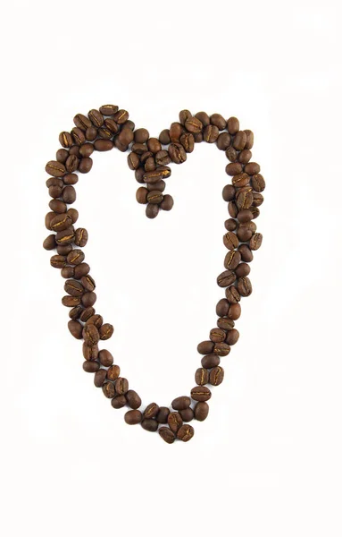 Coração Amor Feito Com Grãos Café Torrados Escuros — Fotografia de Stock