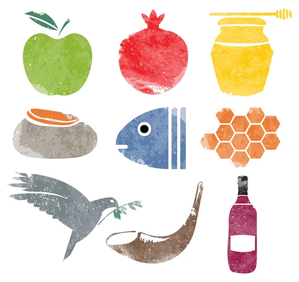 Shana Tova için Rosh Hashana Icons set