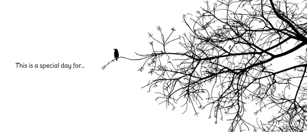 Одинокая птица стоит на ветке силуэта обнаженного дерева — стоковый вектор