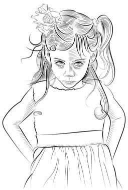 Genç sevimli kız ciddi gözlerindeki ile dört gözle