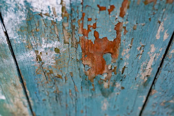 Vintage Boards Painted Colored Paint Peeling Surface Weathered Coating Wood — Stock Photo, Image