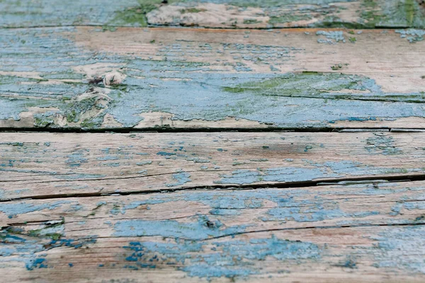 Old Wooden Background Peeling Paint Vintage Boards Blue Green Coating — Stock Photo, Image