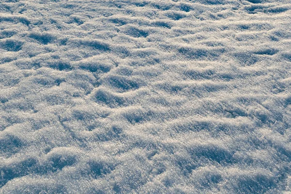 Impronte Sul Tappeto Invernale Sulla Neve Bianca Sullo Strato Cristallo — Foto Stock