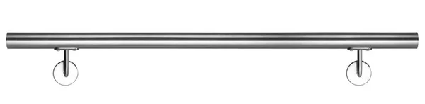 Bir Modern Küpeşte paslanmaz çelik merdivenler için beyaz arka plan üzerinde izole