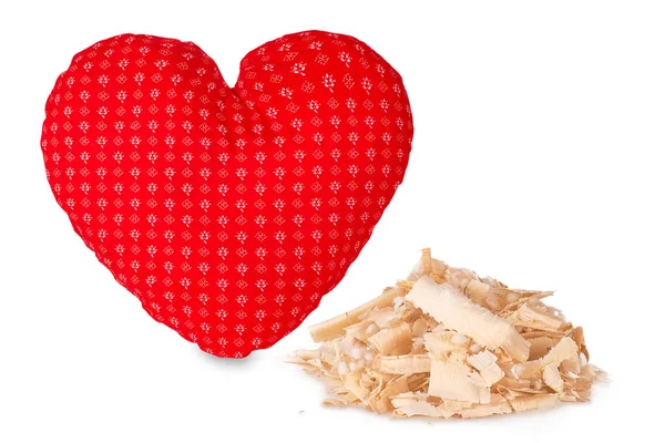 El yapımı beyaz arolla çam yastık Pamuk kapak kalp shapped ile 